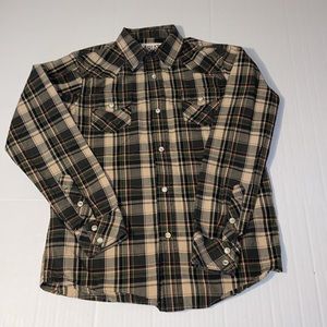 Ariat Retro Fit Boys Medium Plaid Pearl Snap Long Sleeve Western Shirt